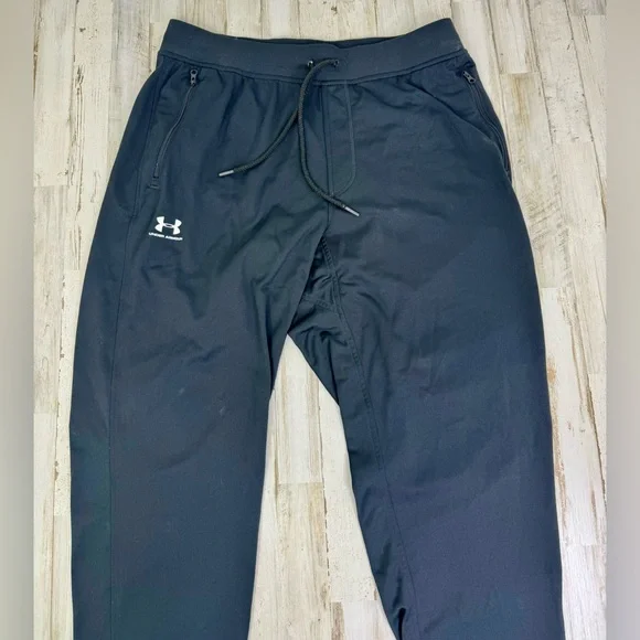 Under Armour Joggers Mens XL Black Drawstring Fleece Pocket Sweatpants Tapered - Picture 3 of 10
